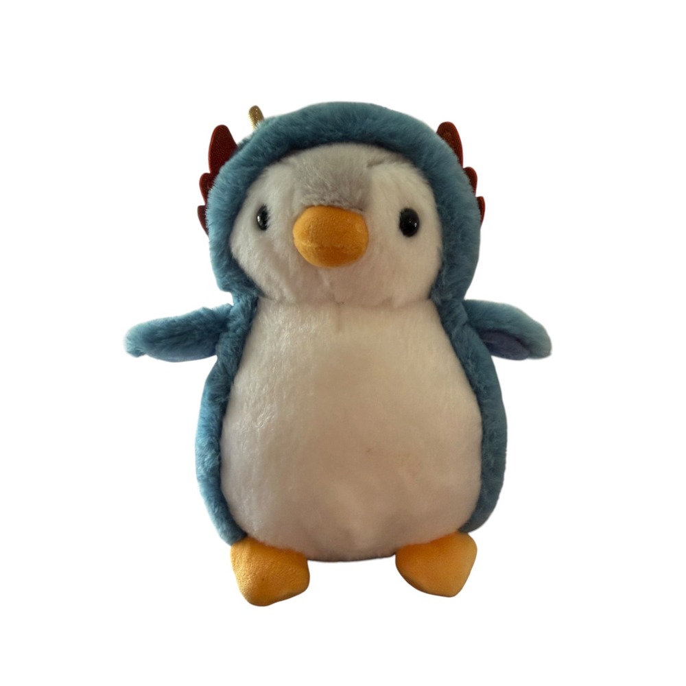 Aurora PomPom Penguin Dragon 7" Plush Blue Teal Stuffed Animal
